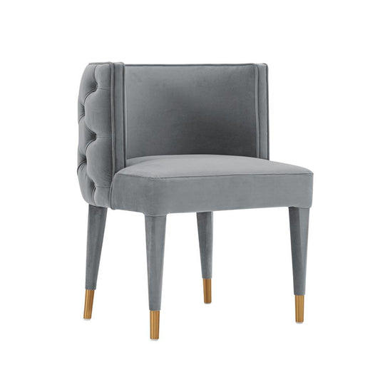 Manhattan Comfort - Maya Velvet Dining Chair with Elm Wood & Metal Legs in Grey - Set of 2 - 2-DC079-GY veiw 2