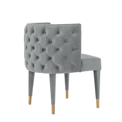 Manhattan Comfort - Maya Velvet Dining Chair with Elm Wood & Metal Legs in Grey - Set of 2 - 2-DC079-GY veiw 3