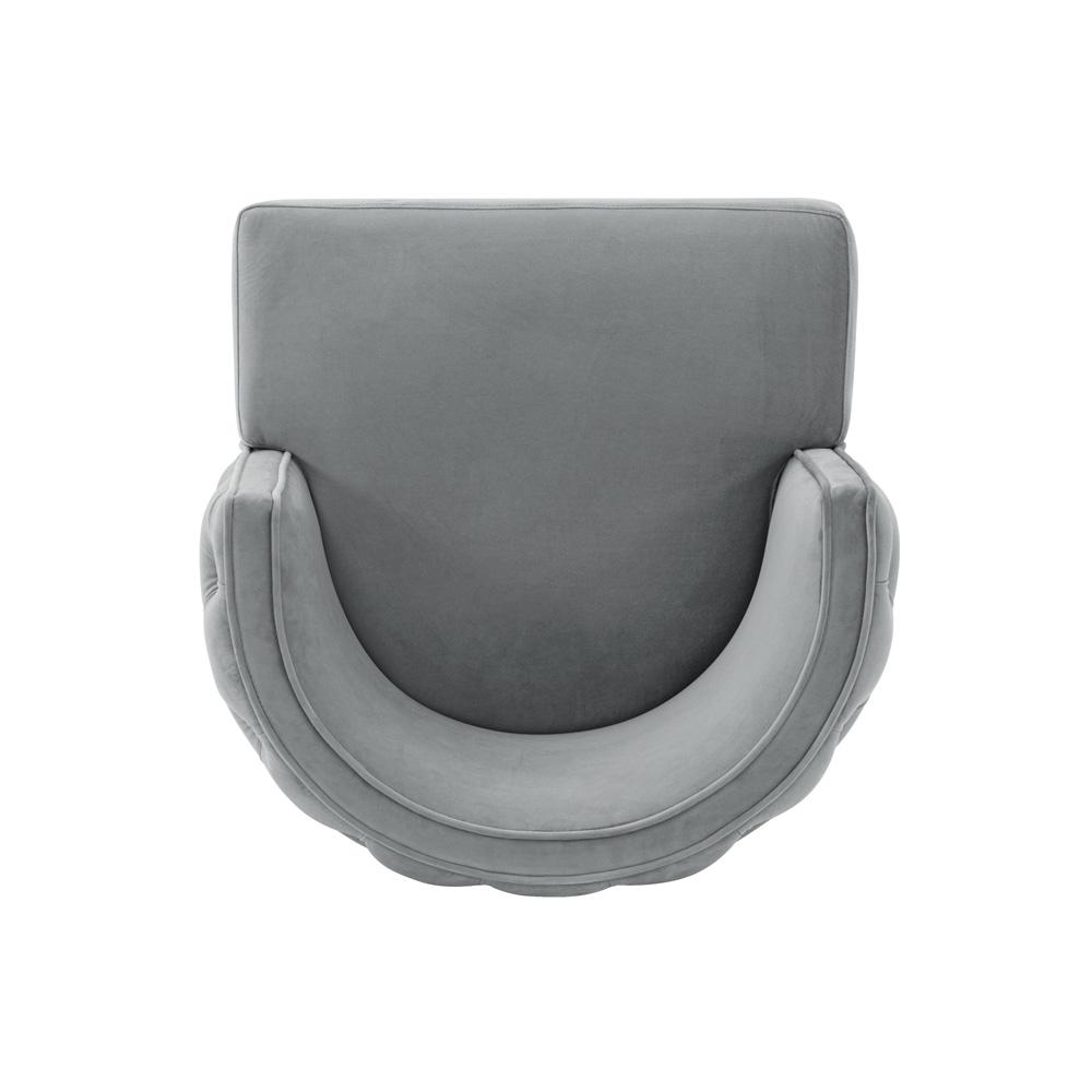 Manhattan Comfort - Maya Velvet Dining Chair with Elm Wood & Metal Legs in Grey - Set of 2 - 2-DC079-GY veiw 4