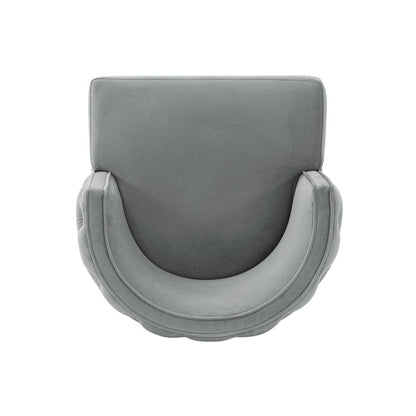 Manhattan Comfort - Maya Velvet Dining Chair with Elm Wood & Metal Legs in Grey - Set of 2 - 2-DC079-GY veiw 4