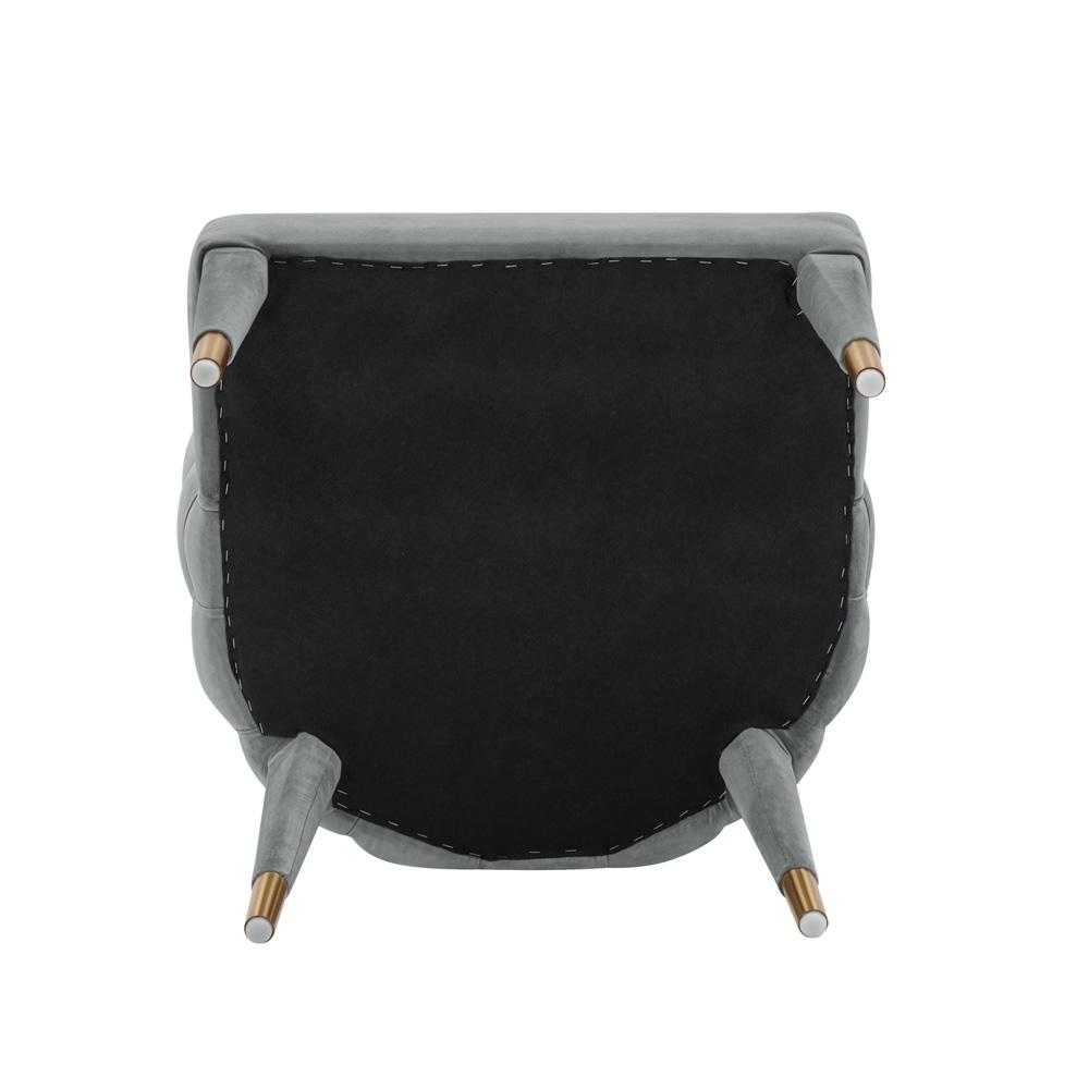 Manhattan Comfort - Maya Velvet Dining Chair with Elm Wood & Metal Legs in Grey - Set of 2 - 2-DC079-GY veiw 5