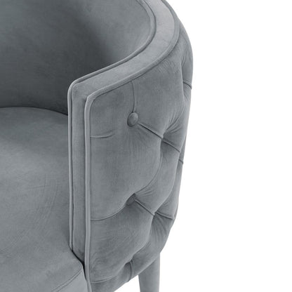 Manhattan Comfort - Maya Velvet Dining Chair with Elm Wood & Metal Legs in Grey - Set of 2 - 2-DC079-GY veiw 6