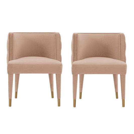 Manhattan Comfort - Maya Velvet Dining Chair with Elm Wood & Metal Legs in Nude - Set of 2 - 2-DC079-ND veiw 1