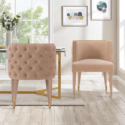 Manhattan Comfort - Maya Velvet Dining Chair with Elm Wood & Metal Legs in Nude - Set of 2 - 2-DC079-ND veiw 7