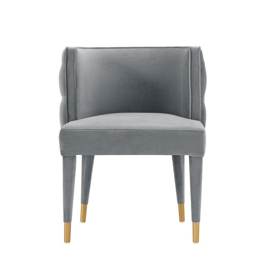 Manhattan Comfort - Maya Velvet Dining Chair with Elm Wood & Metal Legs in Grey - DC079-GY veiw 1