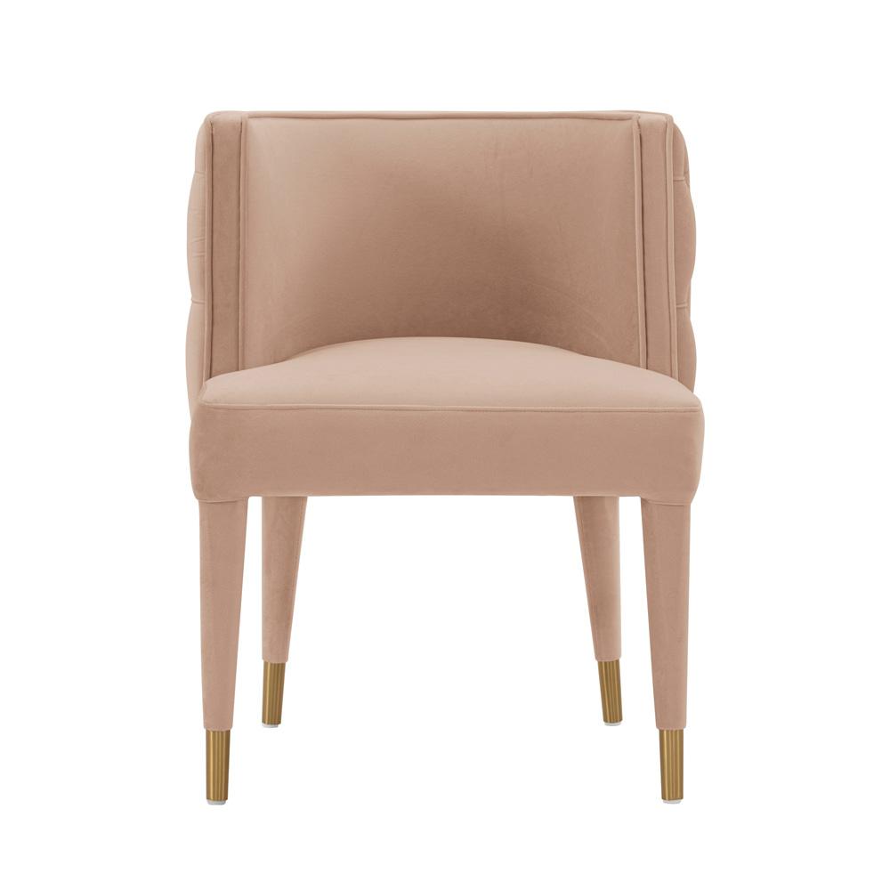 Manhattan Comfort - Maya Velvet Dining Chair with Elm Wood & Metal Legs in Nude - DC079-ND veiw 1