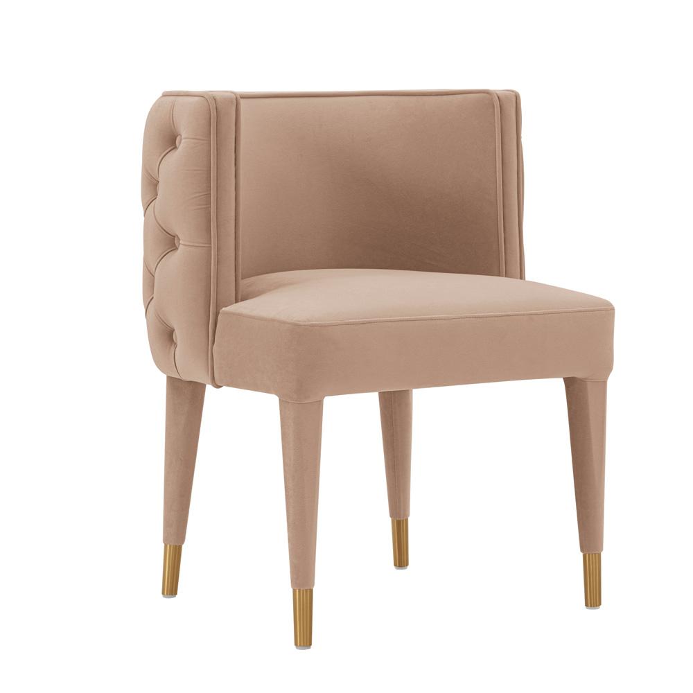 Manhattan Comfort - Maya Velvet Dining Chair with Elm Wood & Metal Legs in Nude - DC079-ND veiw 2