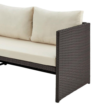 Manhattan Comfort - 3-Piece Menton Patio 2-Seater and Lounge Chair with Coffee Table in Brown and Cream - OD-CV009-CR veiw 7
