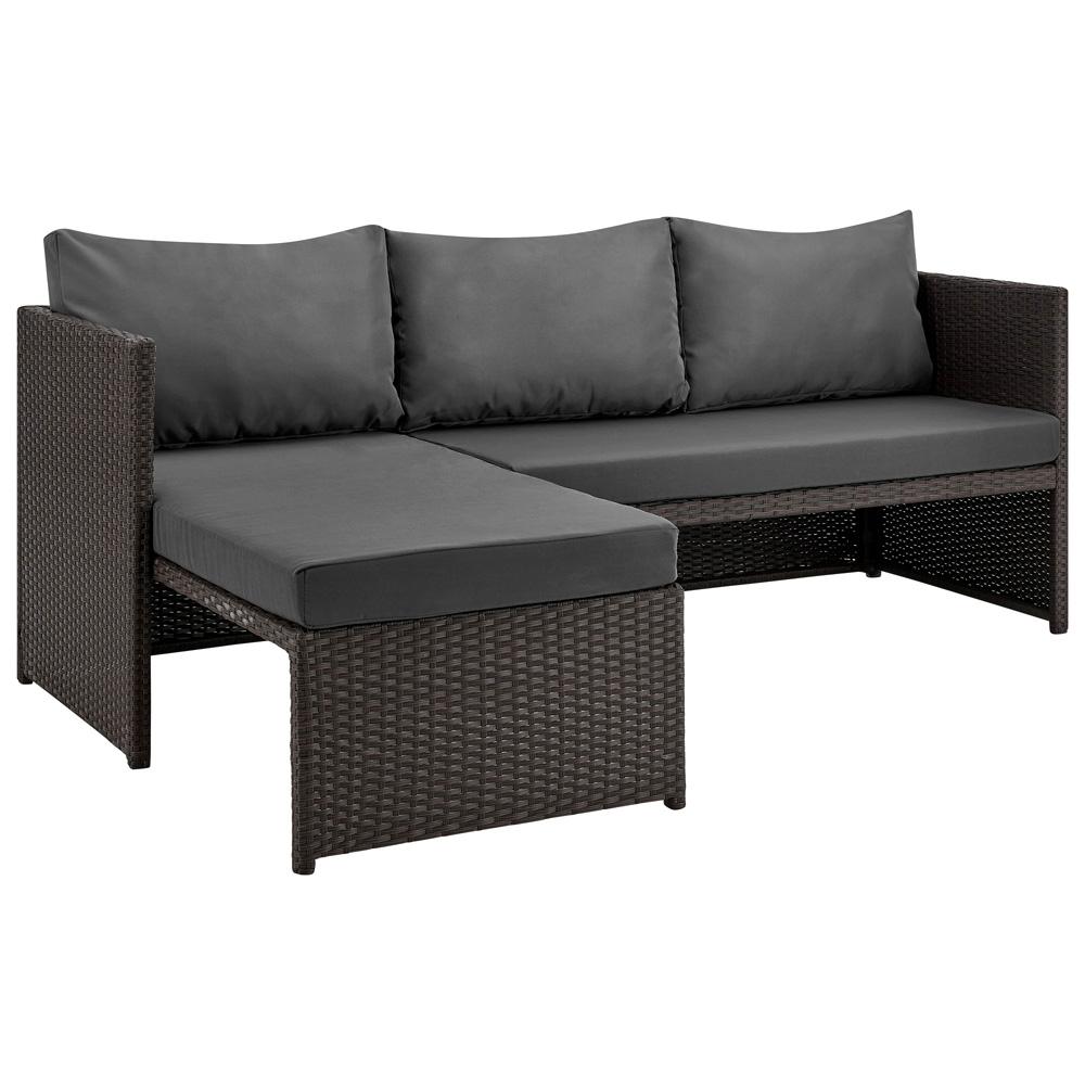 Manhattan Comfort - 3-Piece Menton Patio 2-Seater and Lounge Chair with Coffee Table in Brown and Grey - OD-CV009-GY veiw 2