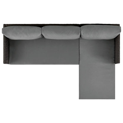 Manhattan Comfort - 3-Piece Menton Patio 2-Seater and Lounge Chair with Coffee Table in Brown and Grey - OD-CV009-GY veiw 6