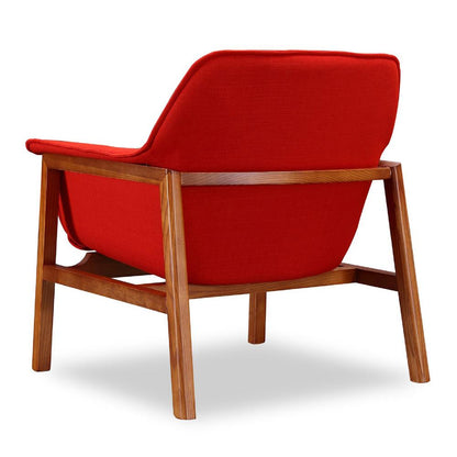 Manhattan Comfort - Miller Linen Weave Accent Chair with Ash Wood Legs in Burnt Orange and Walnut - Set of 2 - 2-AC007-OR veiw 4