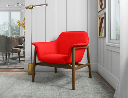 Manhattan Comfort - Miller Linen Weave Accent Chair with Ash Wood Legs in Burnt Orange and Walnut - Set of 2 - 2-AC007-OR veiw 6