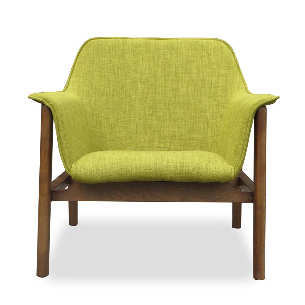 Manhattan Comfort - Miller Linen Weave Accent Chair with Ash Wood Legs in Green and Walnut - Set of 2 - 2-AC007-GR veiw 3