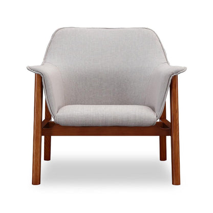 Manhattan Comfort - Miller Linen Weave Accent Chair with Ash Wood Legs in Grey and Walnut - Set of 2 - 2-AC007-GY veiw 3