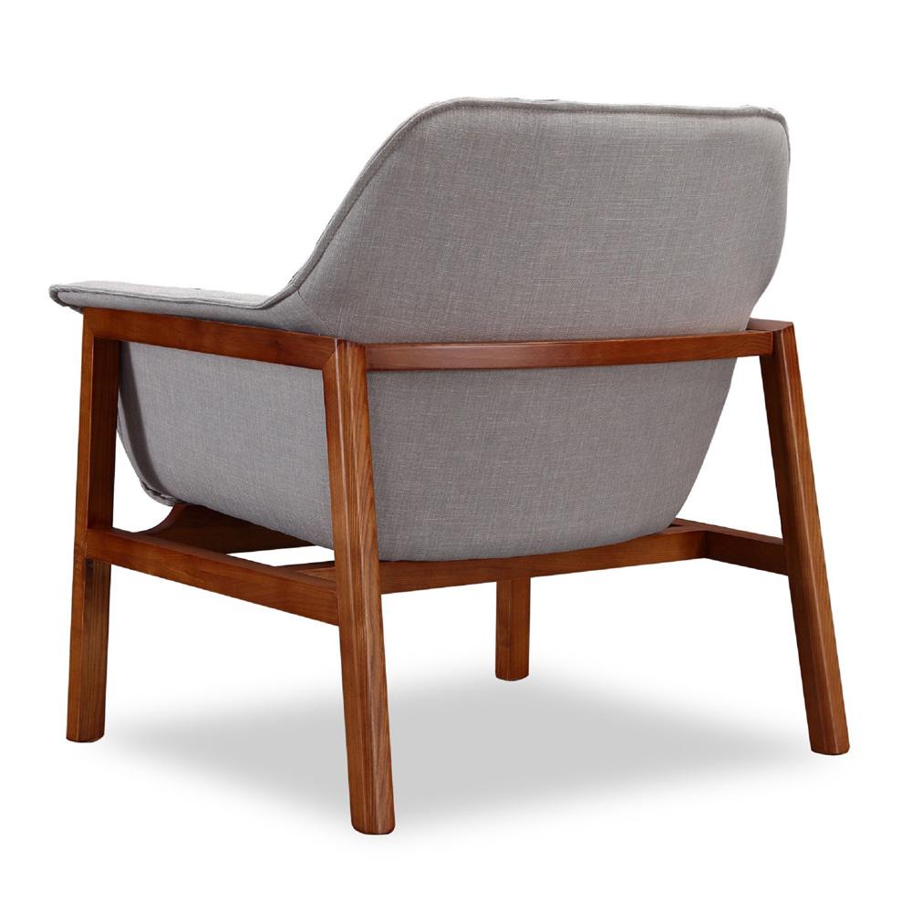 Manhattan Comfort - Miller Linen Weave Accent Chair with Ash Wood Legs in Grey and Walnut - Set of 2 - 2-AC007-GY veiw 4