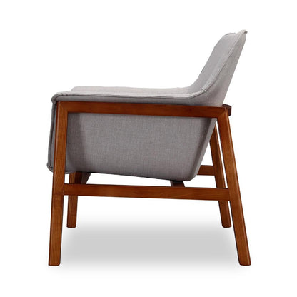 Manhattan Comfort - Miller Linen Weave Accent Chair with Ash Wood Legs in Grey and Walnut - Set of 2 - 2-AC007-GY veiw 5