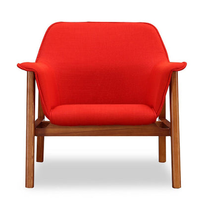 Manhattan Comfort - Miller Linen Weave Accent Chair with Ash Wood Legs in Burnt Orange and Walnut - AC007-OR veiw 2