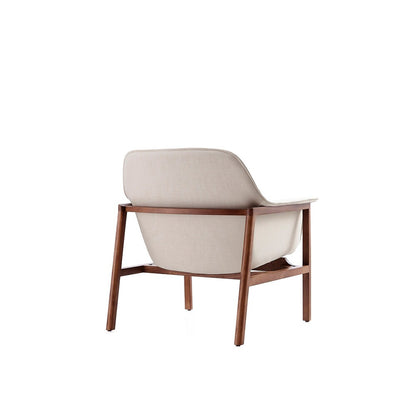 Manhattan Comfort - Miller Linen Weave Accent Chair with Ash Wood Legs in Cream and Walnut - AC007-CR veiw 3