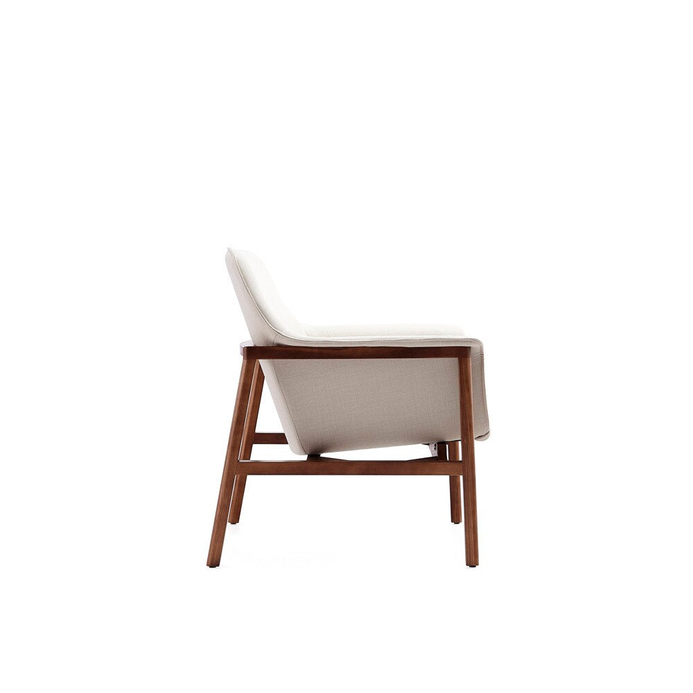 Manhattan Comfort - Miller Linen Weave Accent Chair with Ash Wood Legs in Cream and Walnut - AC007-CR veiw 4
