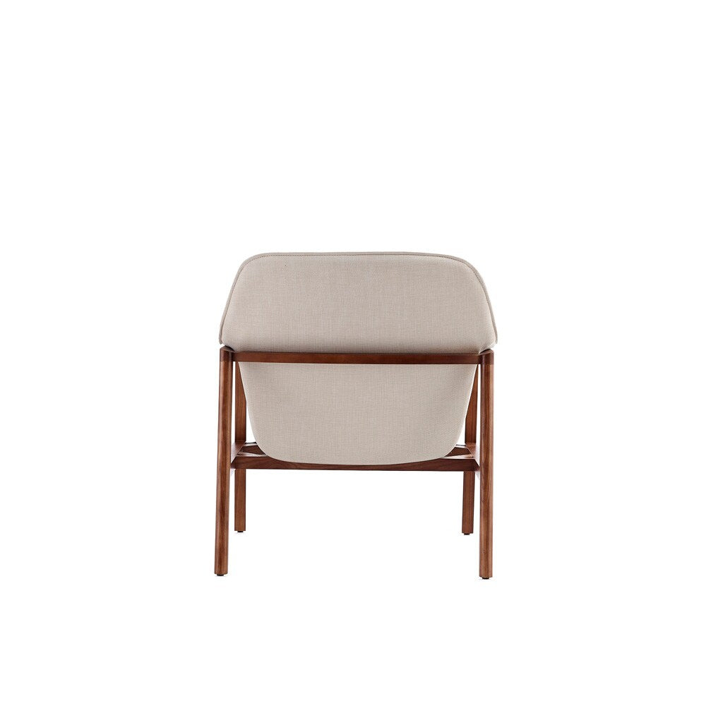 Manhattan Comfort - Miller Linen Weave Accent Chair with Ash Wood Legs in Cream and Walnut - AC007-CR veiw 5