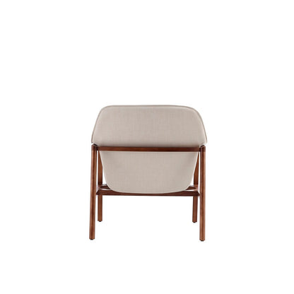 Manhattan Comfort - Miller Linen Weave Accent Chair with Ash Wood Legs in Cream and Walnut - AC007-CR veiw 5