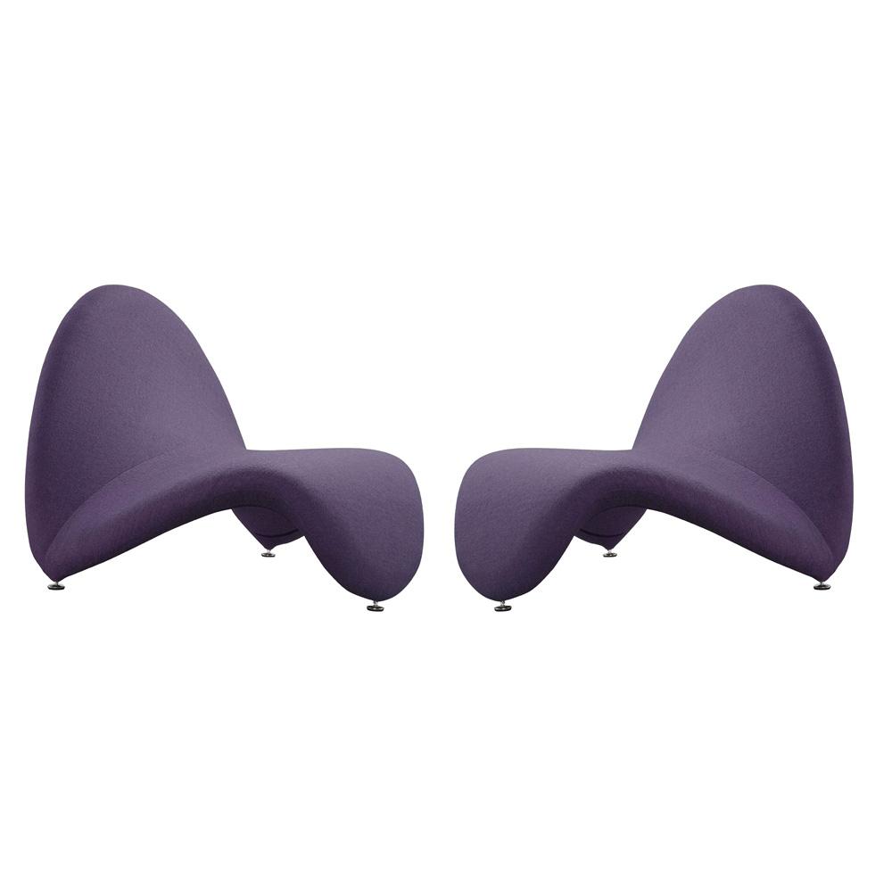Manhattan Comfort - MoMa Wool Blend Accent Chair with Metal Legs in Purple - Set of 2 - 2-AC009-PL veiw 1