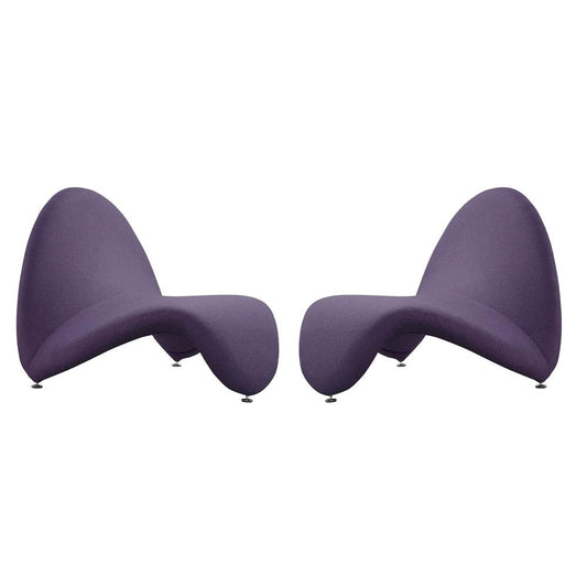 Manhattan Comfort - MoMa Wool Blend Accent Chair with Metal Legs in Purple - Set of 2 - 2-AC009-PL veiw 1