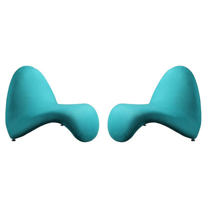 Manhattan Comfort - MoMa Wool Blend Accent Chair with Metal Legs in Teal - Set of 2 - 2-AC009-TL veiw 1