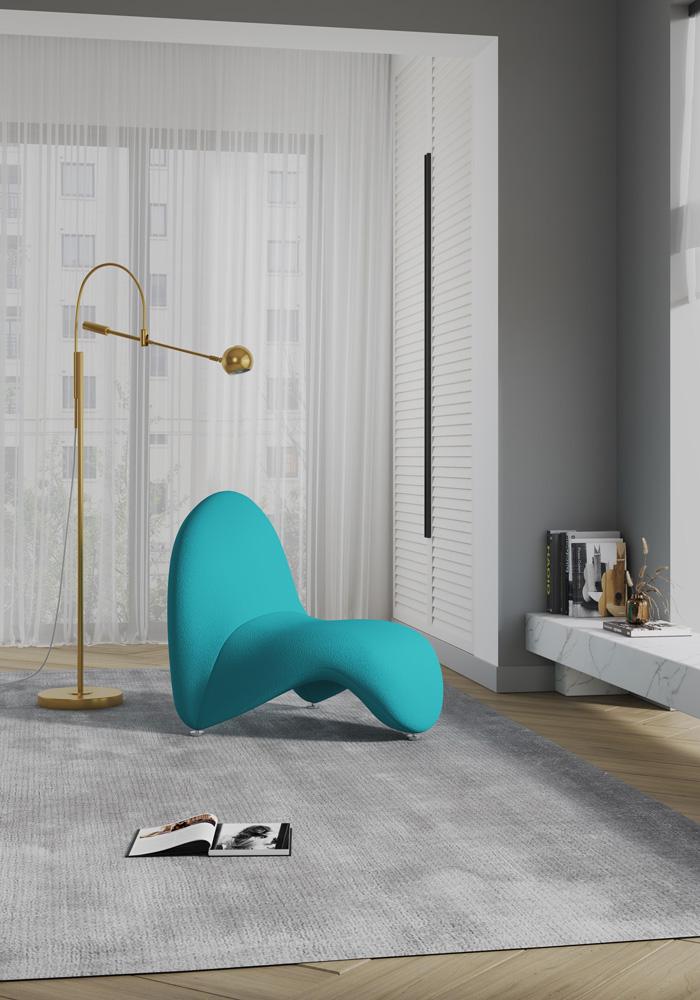 Manhattan Comfort - MoMa Wool Blend Accent Chair with Metal Legs in Teal - AC009-TL veiw 4