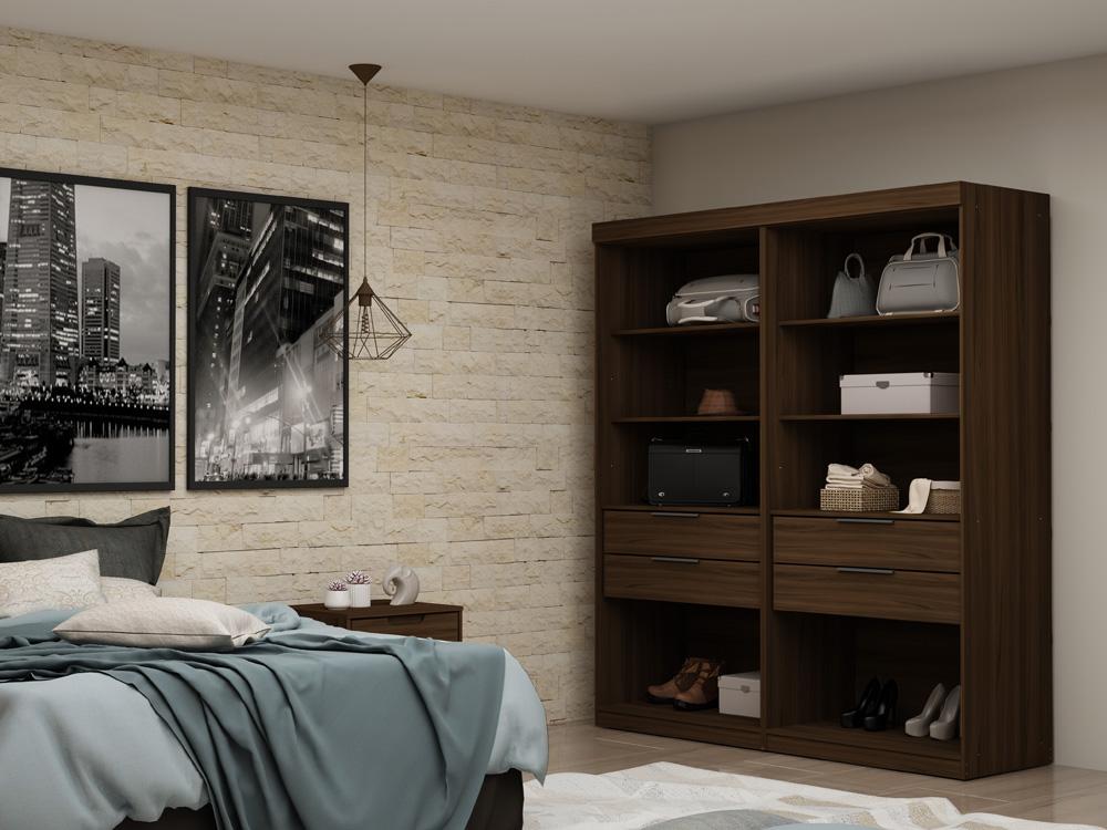 Manhattan Comfort - Mulberry Closet with 4 Drawers in Brown - Set of 2 - 112GMC5 veiw 8