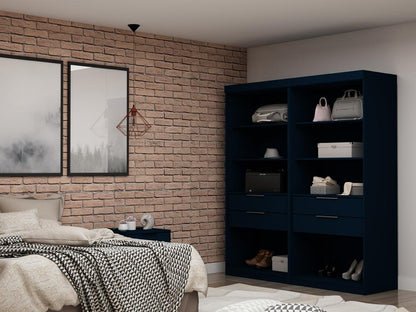 Manhattan Comfort - Mulberry Closet with 4 Drawers in Tatiana Midnight Blue - Set of 2 - 112GMC4 veiw 8