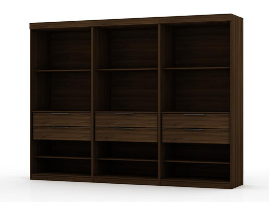 Manhattan Comfort - Mulberry Closet with 6 Drawers in Brown - Set of 3 - 113GMC5 veiw 1