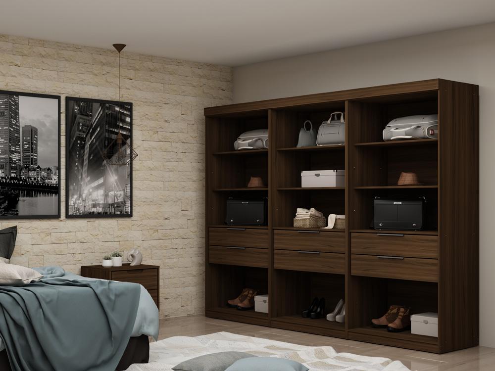 Manhattan Comfort - Mulberry Closet with 6 Drawers in Brown - Set of 3 - 113GMC5 veiw 8