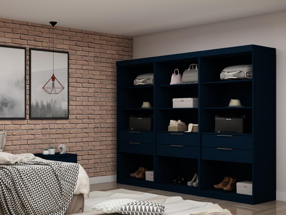 Manhattan Comfort - Mulberry Closet with 6 Drawers in Tatiana Midnight Blue - Set of 3 - 113GMC4 veiw 7