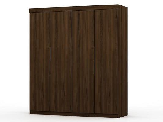 Manhattan Comfort - Mulberry Door Closet with 4 Drawers in Brown - Set of 2 - 121GMC5 veiw 1