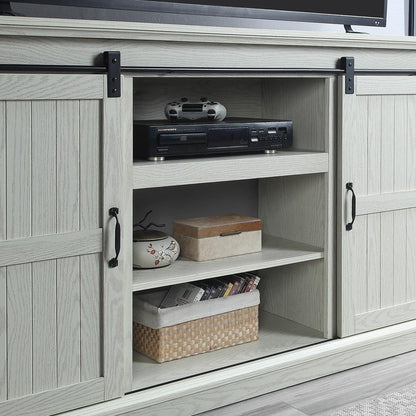 Manhattan Comfort - Myrtle TV Stand with 7 Fixed Shelves in Cream Oak - TVFP2-CR veiw 4