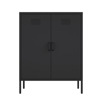 Manhattan Comfort - Naomi 31.5 Accent Cabinet with 3 Adjustable Shelves in Black - AF006-BK veiw 1