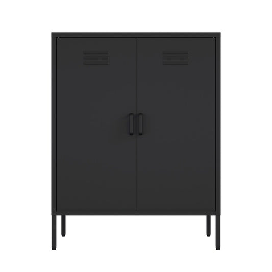 Manhattan Comfort - Naomi 31.5 Accent Cabinet with 3 Adjustable Shelves in Black - AF006-BK veiw 1