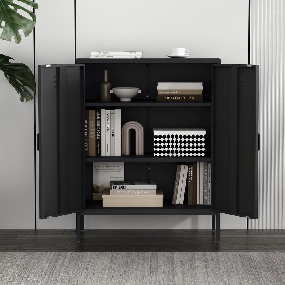 Manhattan Comfort - Naomi 31.5 Accent Cabinet with 3 Adjustable Shelves in Black - AF006-BK veiw 9