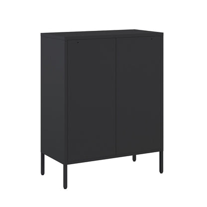 Manhattan Comfort - 2-Piece Naomi Accent Cabinet and Storage Cabinet with 8 Adjustable Shelves in Black - 2-AF067-BK veiw 6