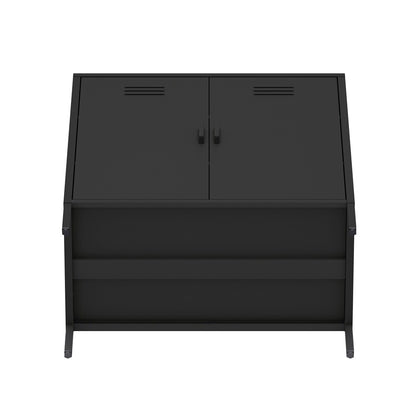 Manhattan Comfort - 2-Piece Naomi Accent Cabinet and Storage Cabinet with 8 Adjustable Shelves in Black - 2-AF067-BK veiw 8