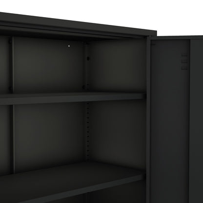 Manhattan Comfort - 2-Piece Naomi Accent Cabinet and Storage Cabinet with 8 Adjustable Shelves in Black - 2-AF067-BK veiw 9