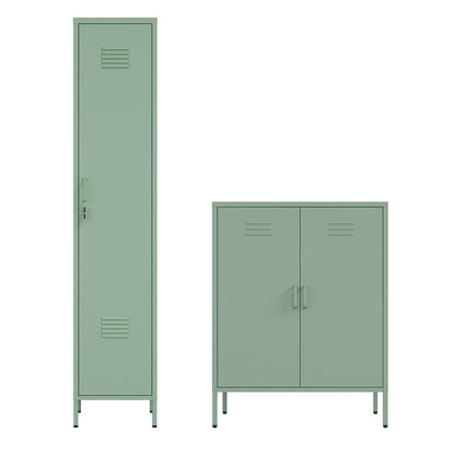 Manhattan Comfort - 2-Piece Naomi Accent Cabinet and Storage Cabinet with 8 Adjustable Shelves in Green - 2-AF067-GR veiw 1