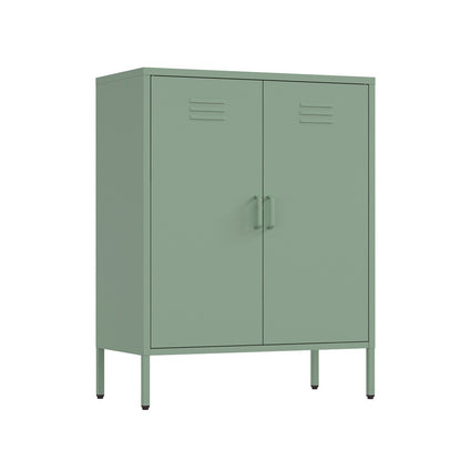 Manhattan Comfort - 2-Piece Naomi Accent Cabinet and Storage Cabinet with 8 Adjustable Shelves in Green - 2-AF067-GR veiw 3