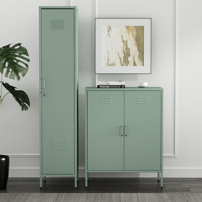 Manhattan Comfort - 2-Piece Naomi Accent Cabinet and Storage Cabinet with 8 Adjustable Shelves in Green - 2-AF067-GR veiw 10