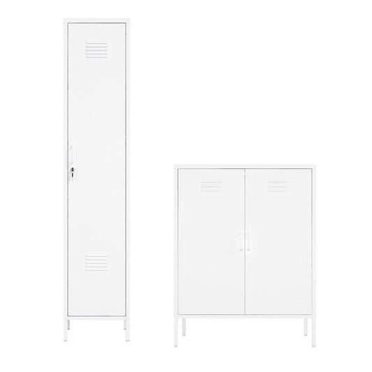 Manhattan Comfort - 2-Piece Naomi Accent Cabinet and Storage Cabinet with 8 Adjustable Shelves in White - 2-AF067-WH veiw 1