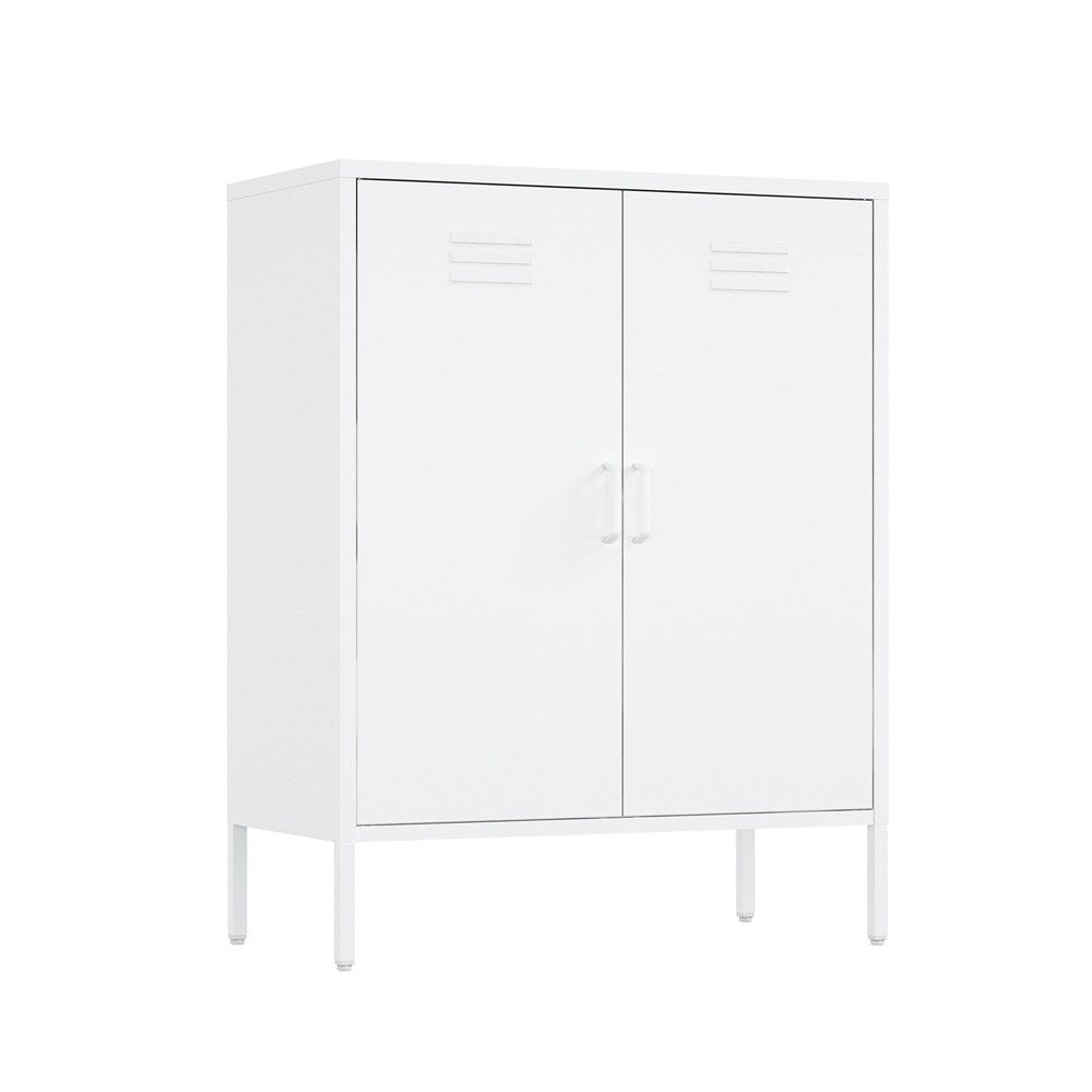 Manhattan Comfort - 2-Piece Naomi Accent Cabinet and Storage Cabinet with 8 Adjustable Shelves in White - 2-AF067-WH veiw 3