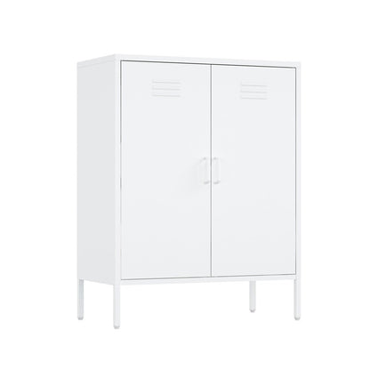 Manhattan Comfort - 2-Piece Naomi Accent Cabinet and Storage Cabinet with 8 Adjustable Shelves in White - 2-AF067-WH veiw 3
