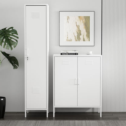 Manhattan Comfort - 2-Piece Naomi Accent Cabinet and Storage Cabinet with 8 Adjustable Shelves in White - 2-AF067-WH veiw 10