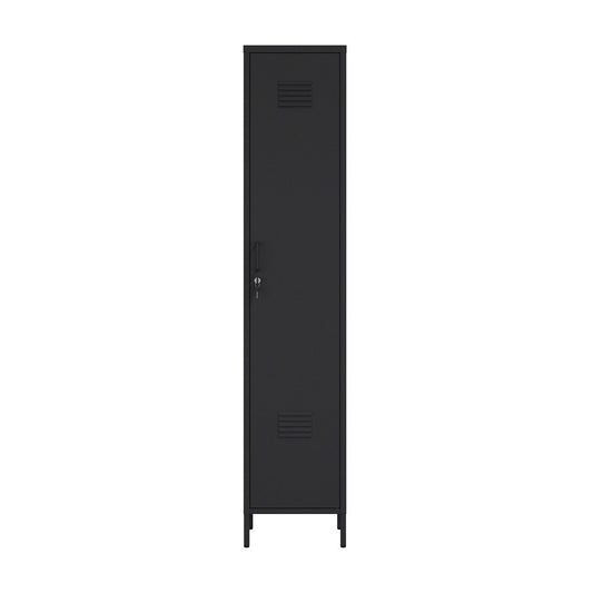 Manhattan Comfort - Naomi 15 Single Locker Storage Cabinet with 5 Adjustable Shelves in Black - AF007-BK veiw 1